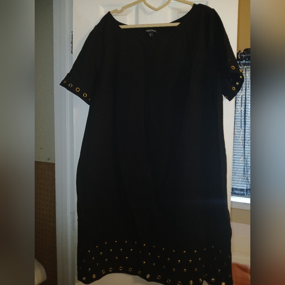 Black Dress with Gold Accents